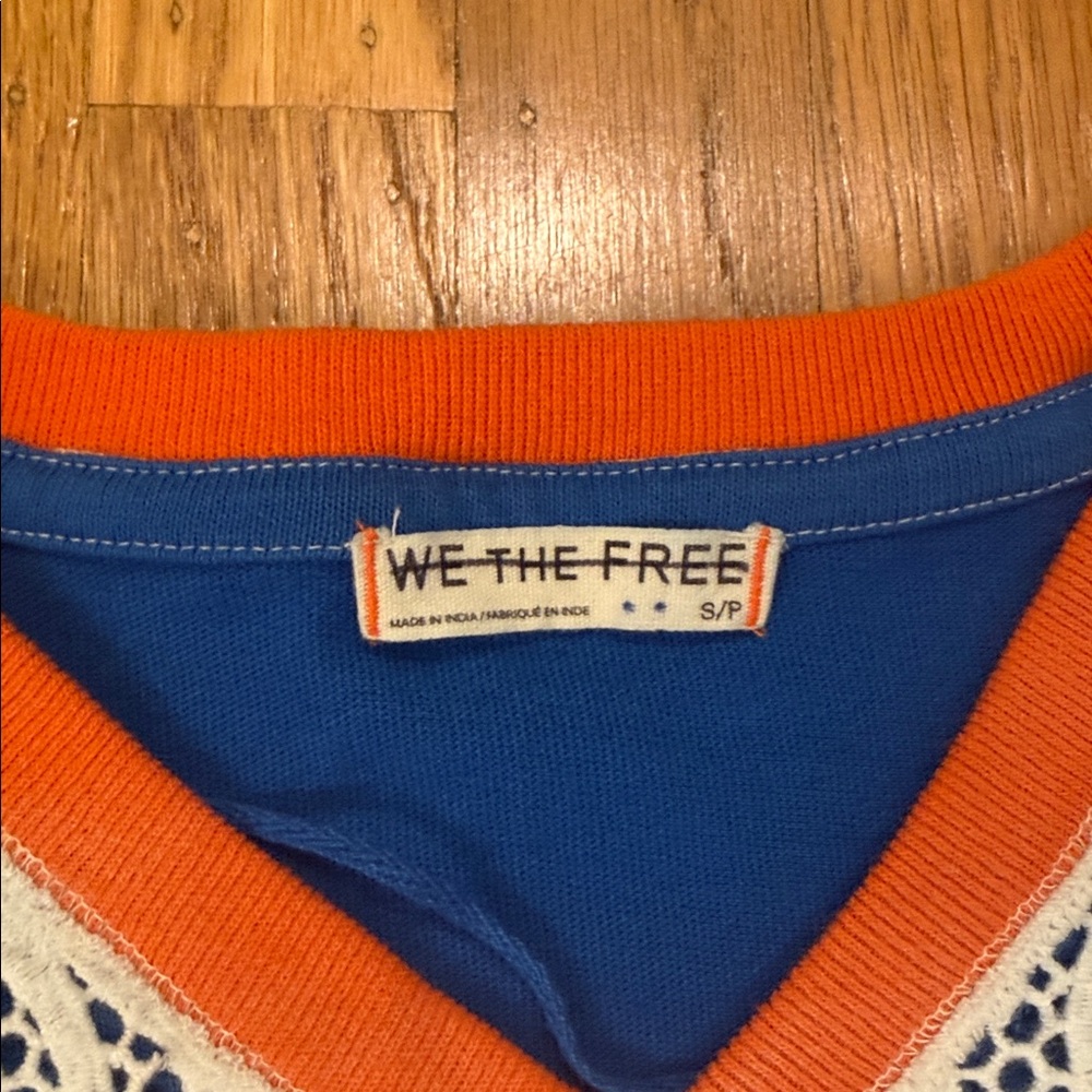 Free People Blue and Orange Printed V-Neck Tunic - Picture 3 of 5
